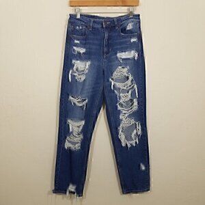 American Eagle Mom Jean Distressed Comfort Stretch Waistband Blue Size 6